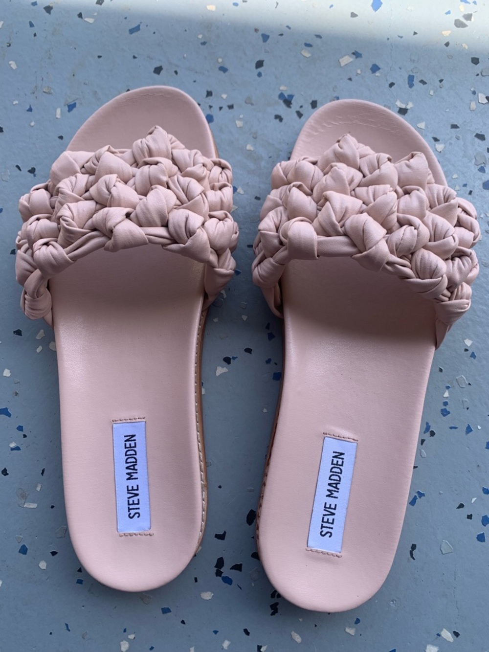 Steve Madden Pink Knotted Braided Slide Sandals